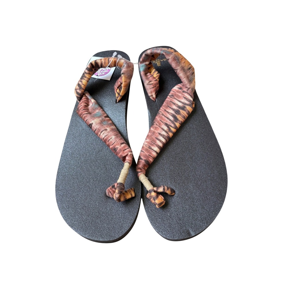 Sanuk Yoga Sling 2 Tiger Stripe Tie Dye Sandals Orange Brown Womens 11 NWT